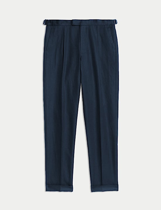 Nette broek van linnenmix met enkele plooi