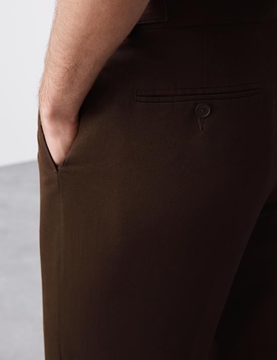 Pantalon habill&eacute; en lin m&eacute;lang&eacute; &agrave; un pli