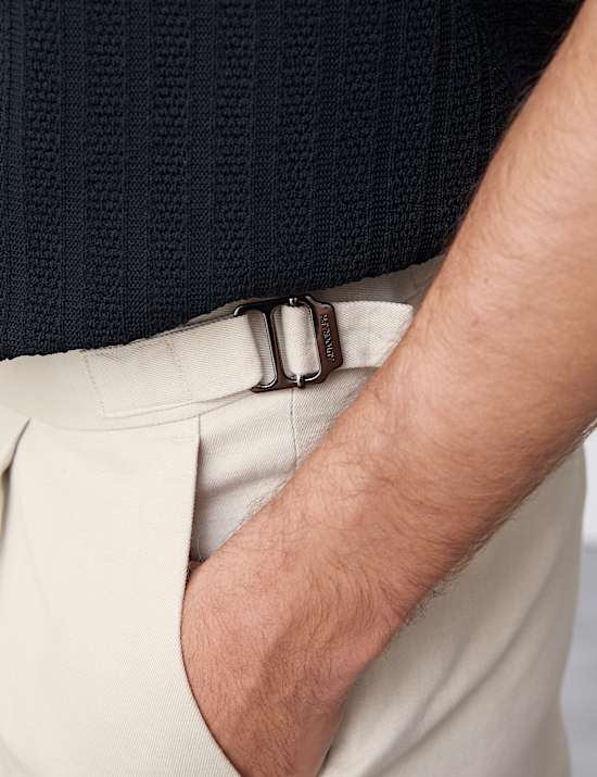 Linen Blend Single Pleat Smart Trousers