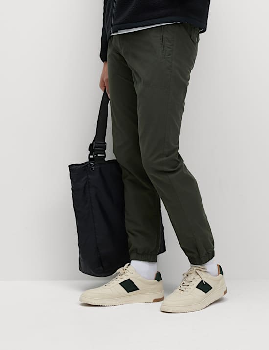 Slim Fit Textured Cuffed Trousers