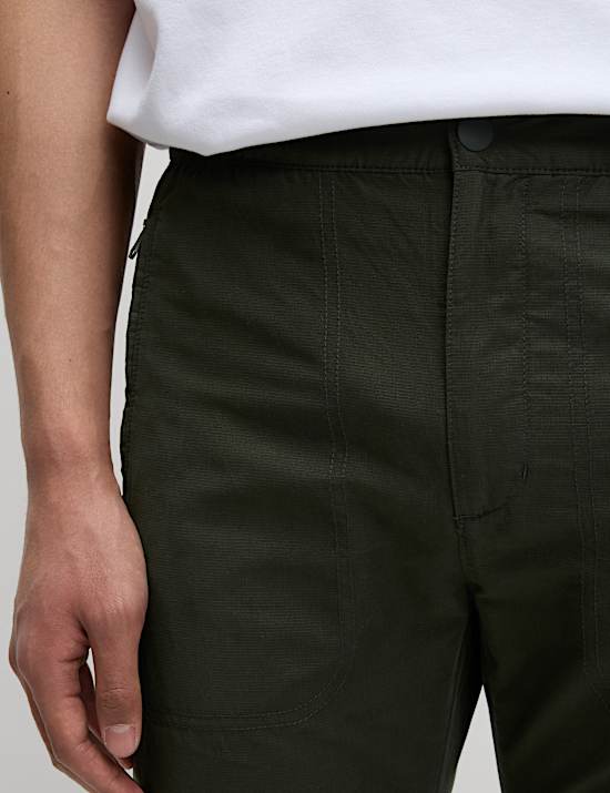Slim Fit Textured Cuffed Trousers