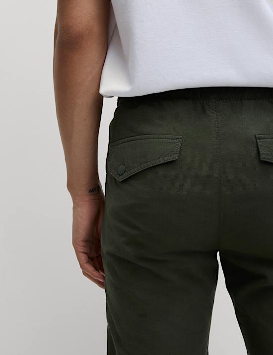 Slim Fit Textured Cuffed Trousers