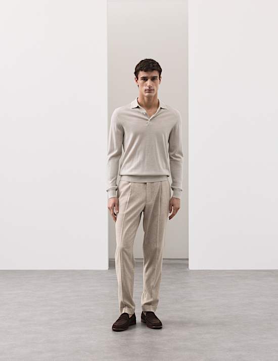 Tapered Fit Cotton Linen Blend Trousers