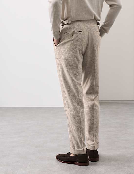 Tapered Fit Cotton Linen Blend Trousers
