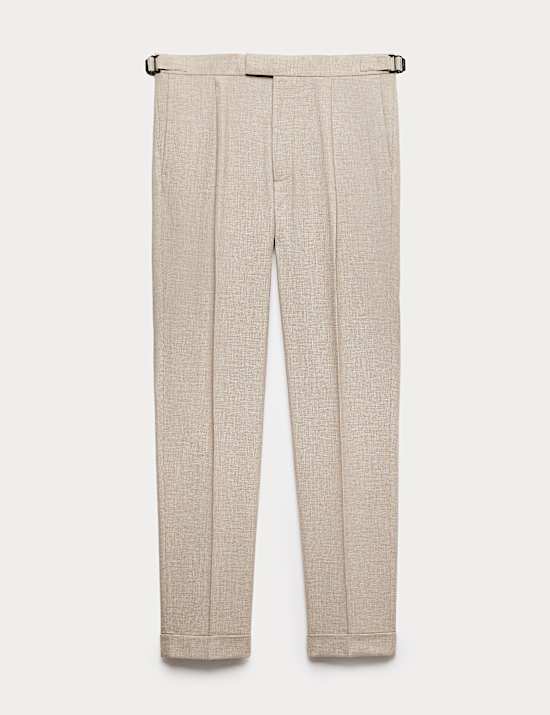 Tapered Fit Cotton Linen Blend Trousers
