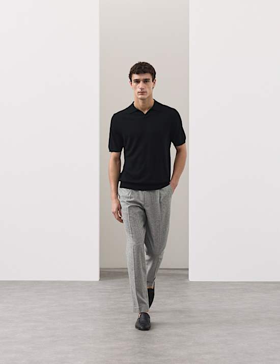 Tapered Fit Cotton Linen Blend Trousers