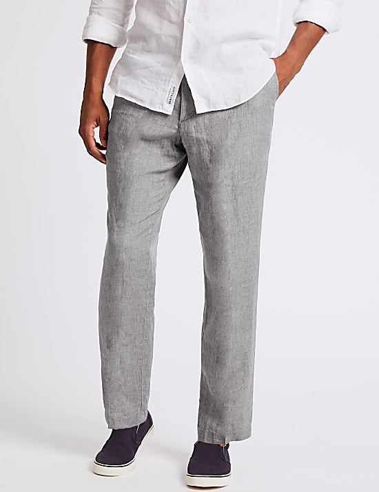 Tailored Fit Pure Linen Trousers