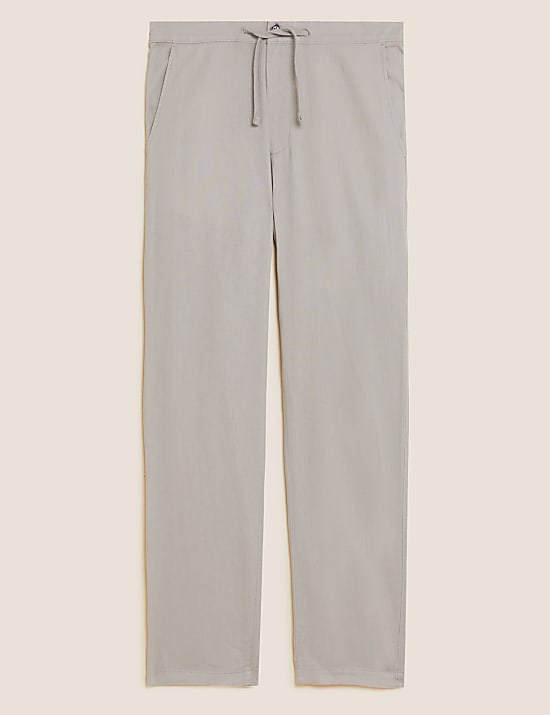 Linen Mix Plain Regular Fit Trouser