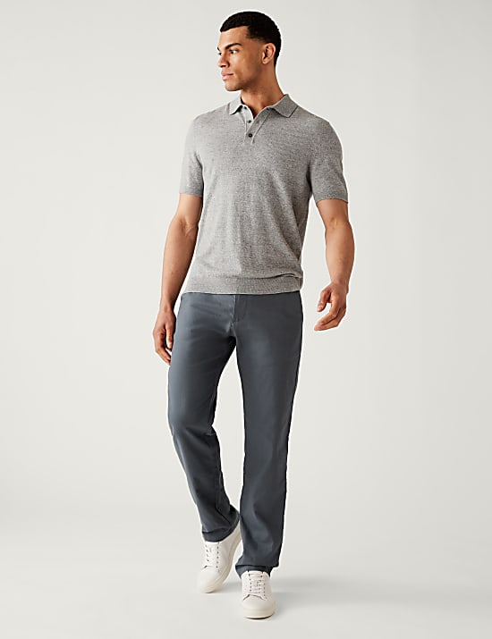 Linen Mix Plain Regular Fit Trousers