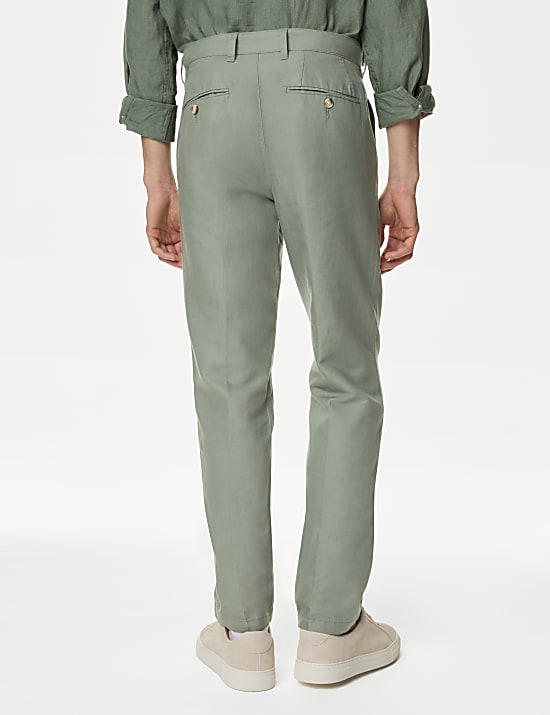 Pantalon coupe standard en lin m&eacute;lang&eacute;