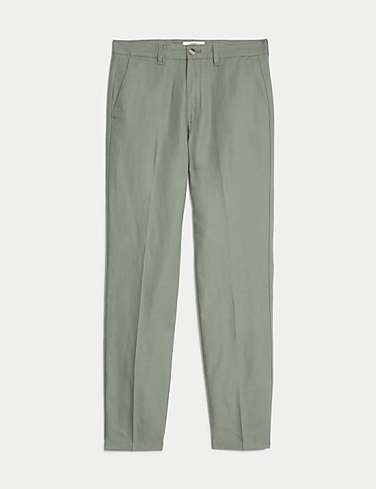 Pantalon coupe standard en lin m&eacute;lang&eacute;