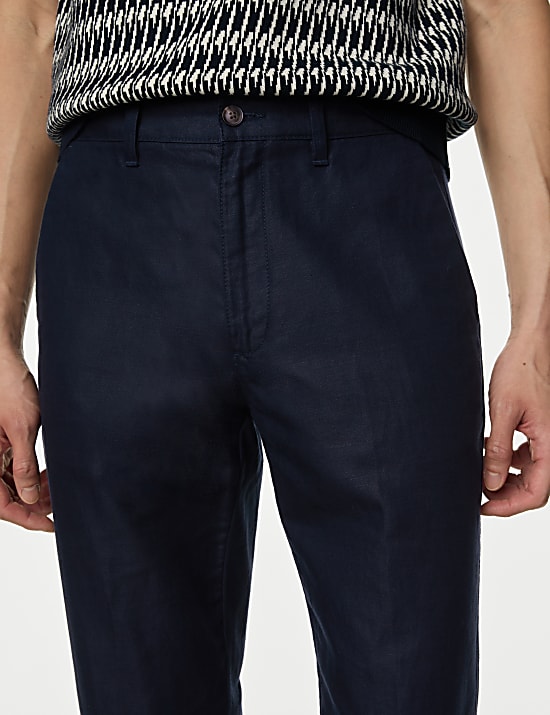 Regular Fit Linen Blend Trousers