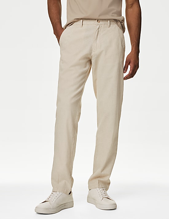 Regular Fit Linen Blend Stretch Chinos