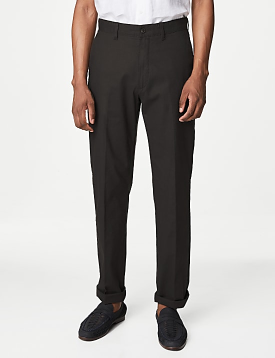 Regular Fit Linen Blend Stretch Chinos