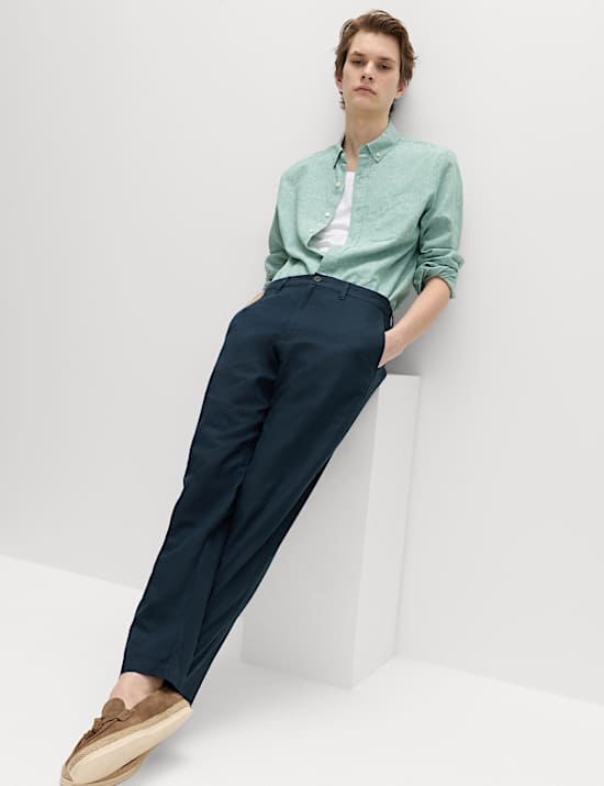 Regular Fit Cotton Linen Blend Chinos