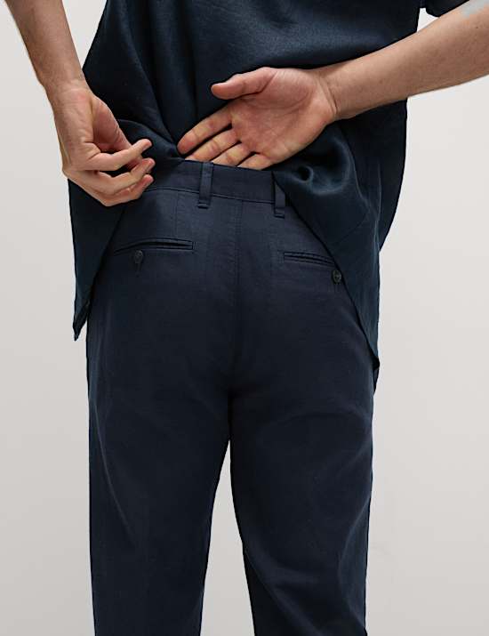 Chino en lin m&eacute;lang&eacute; coupe standard
