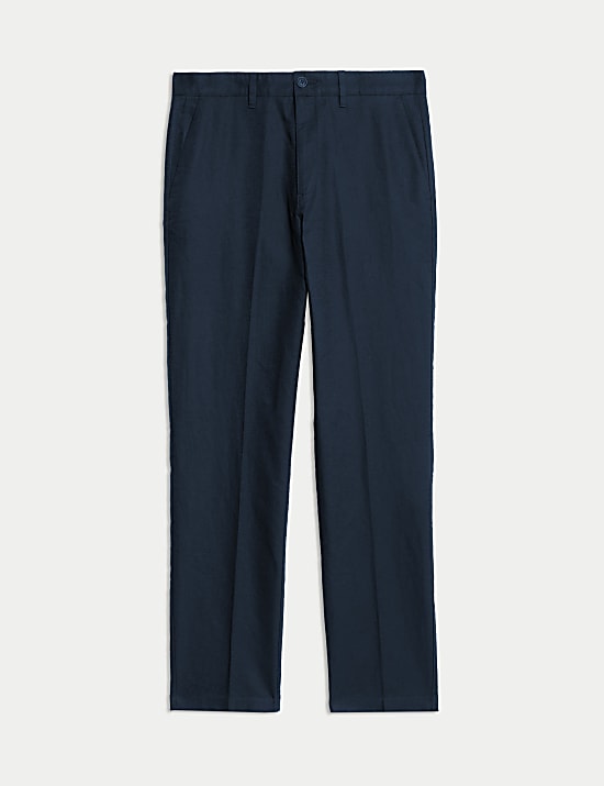 Chino en lin m&eacute;lang&eacute; coupe standard