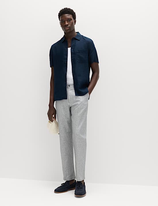 Baumwoll-Chinos aus Leinenmischgewebe in Regular Fit