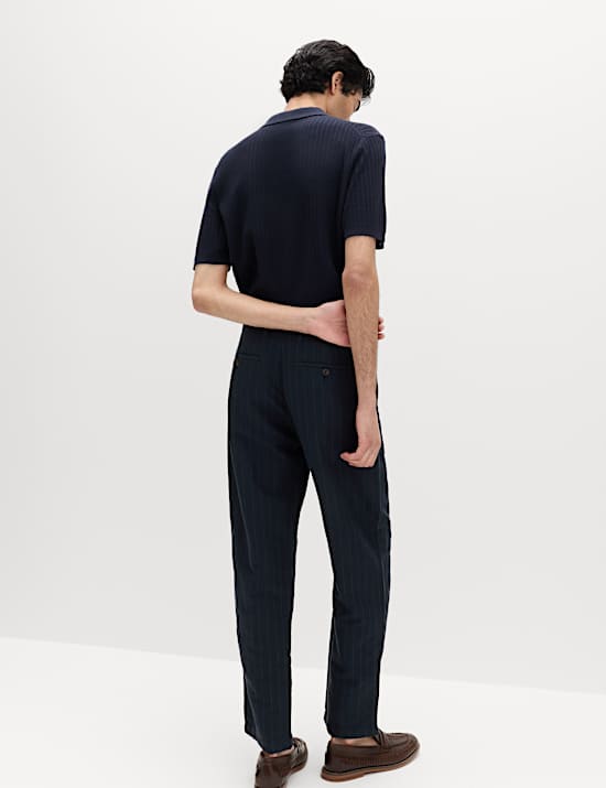 Chino en lin m&eacute;lang&eacute; coton coupe standard