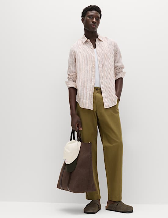 Regular Fit Cotton Linen Blend Chinos