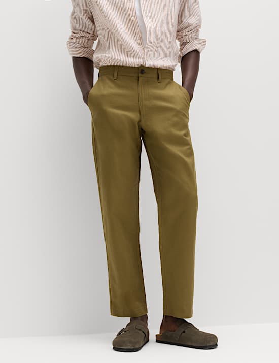 Regular Fit Cotton Linen Blend Chinos