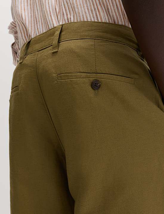 Regular Fit Cotton Linen Blend Chinos