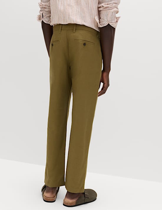 Regular Fit Cotton Linen Blend Chinos