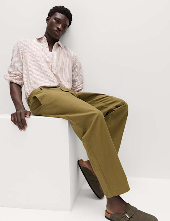 Regular Fit Cotton Linen Blend Chinos