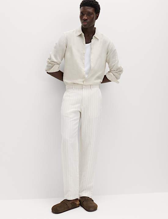 Regular Fit Cotton Linen Blend Chinos