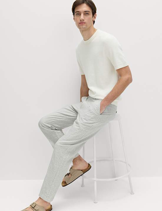 Regular Fit Cotton Linen Blend Chinos