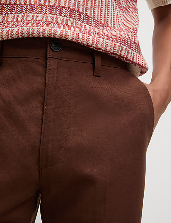 Chino en lin mélangé coton coupe standard