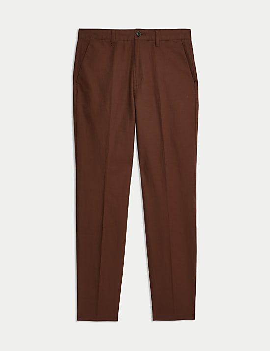 Chino en lin mélangé coton coupe standard