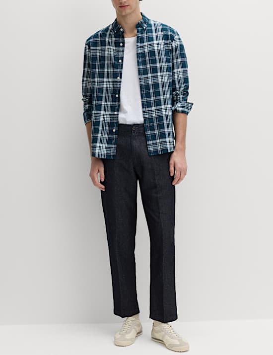 Regular Fit Cotton Linen Blend Chinos