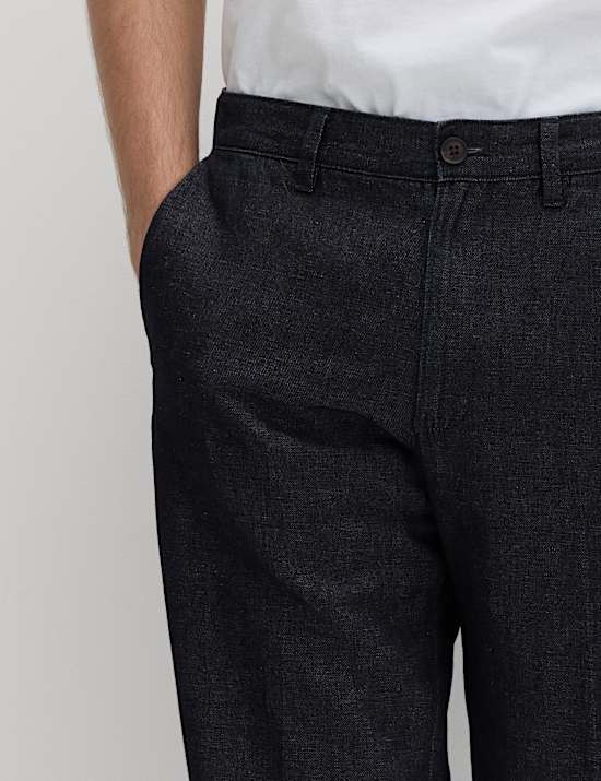 Regular Fit Cotton Linen Blend Chinos