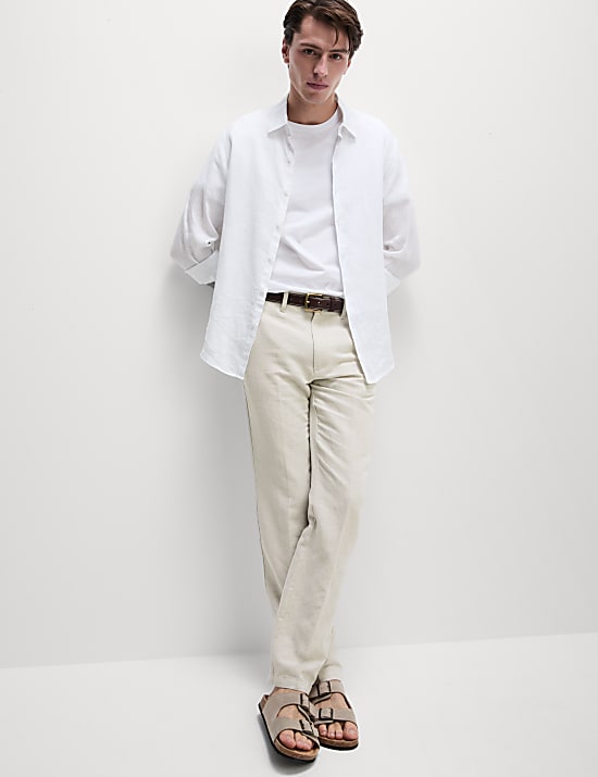Regular Fit Cotton Linen Blend Chinos