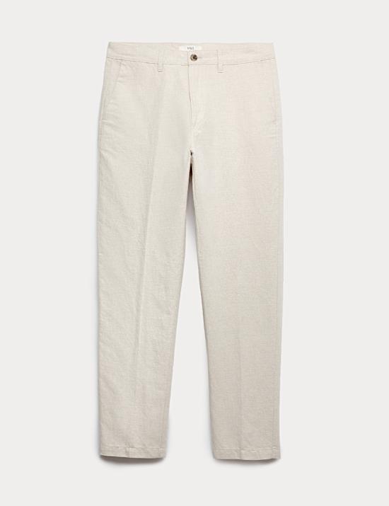 Regular Fit Cotton Linen Blend Chinos