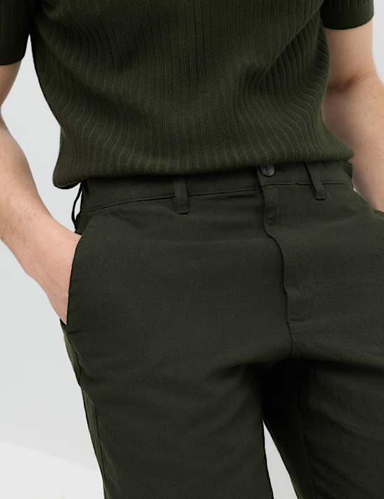 Chinos de corte est&aacute;ndar en mezcla de lino
