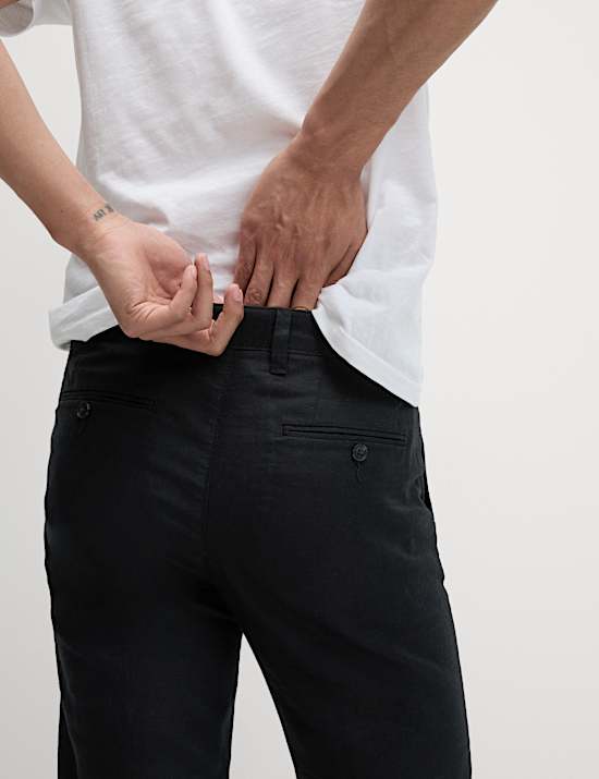 Regular Fit Cotton Linen Blend Chinos