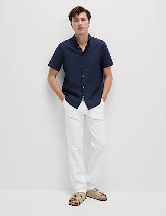 Regular Fit Cotton Linen Blend Chinos