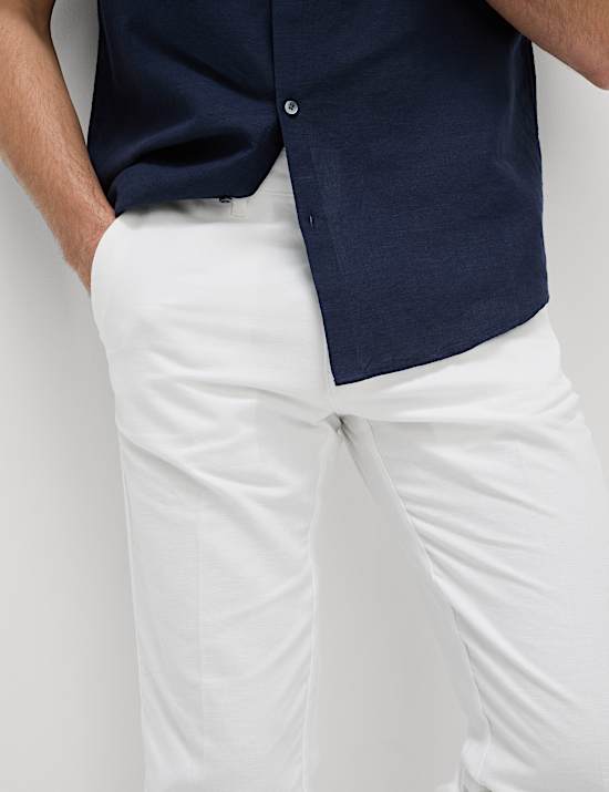 Regular Fit Cotton Linen Blend Chinos