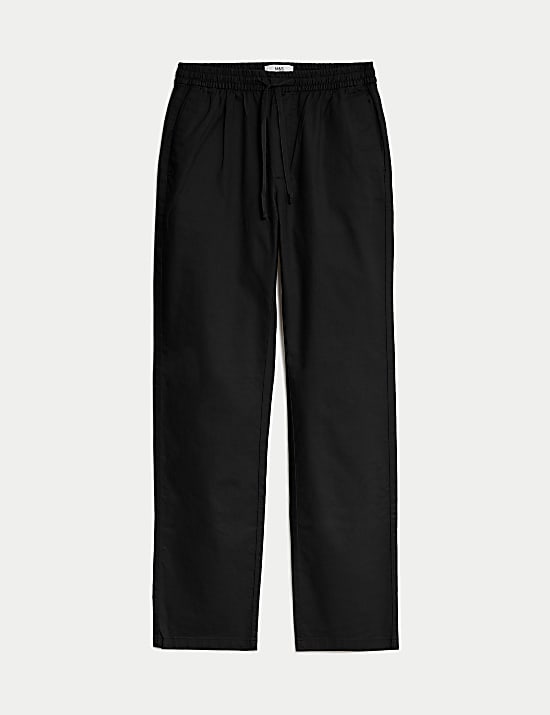 Spodnie o zwężanym kroju z mieszanki lnu