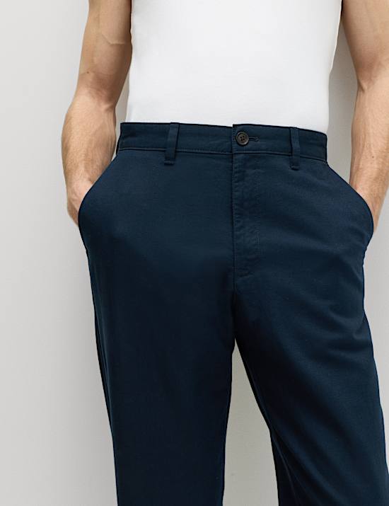 2 Pack Regular Fit Cotton Linen Blend Chinos