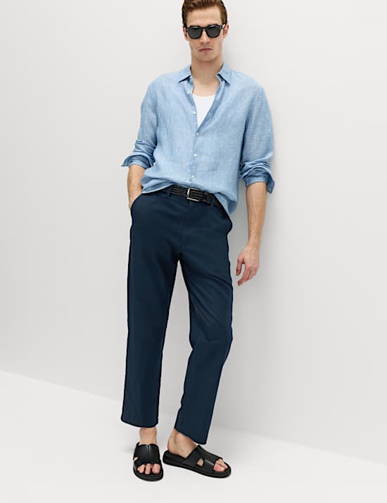 2 Pack Regular Fit Cotton Linen Blend Chinos