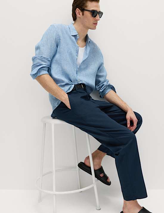 2 Pack Regular Fit Cotton Linen Blend Chinos