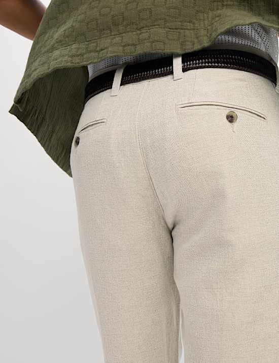 Lot de 2 chinos en lin mélangé coton coupe standard