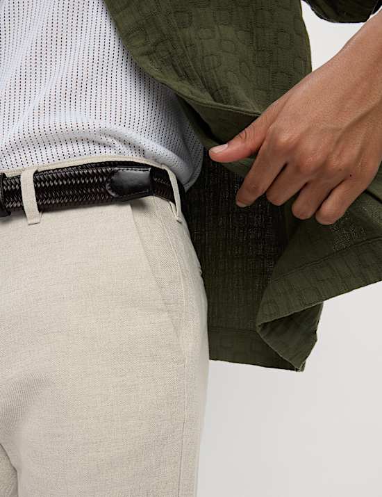 Lot de 2 chinos en lin mélangé coton coupe standard