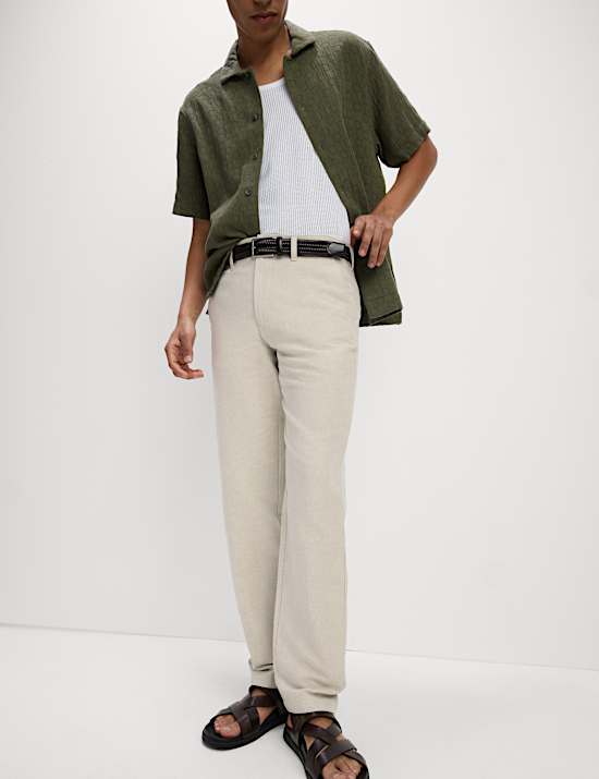 Lot de 2 chinos en lin mélangé coton coupe standard