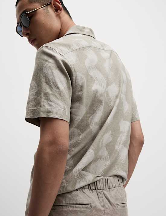 Loose Fit Cotton Linen Blend Elasticated Trousers