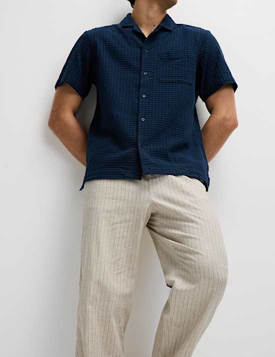 Loose Fit Cotton Linen Blend Elasticated Trousers