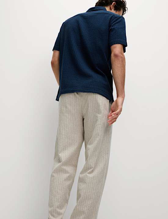 Loose Fit Cotton Linen Blend Elasticated Trousers
